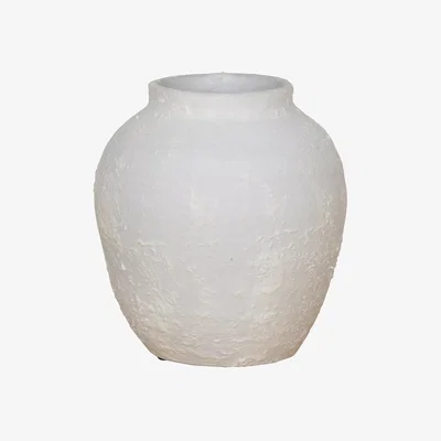 John Lewis Floralsilk Rustic Stoneware Vase, H16cm, White