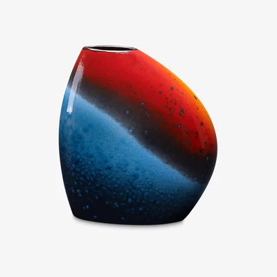 John Lewis Poole Pottery Flare Asymmetrical Bean Vase, H19cm, Red