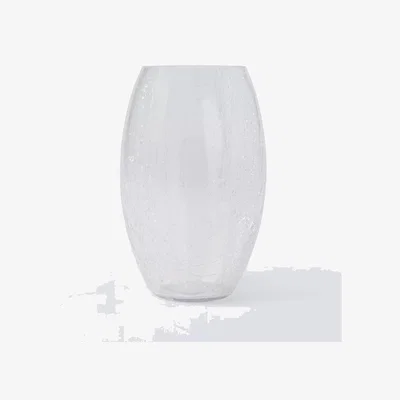 John Lewis John Lewis Crackle Glass Barrel Vase, H25cm, Clear