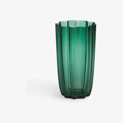 John Lewis John Lewis Ripple Glass Vase, H23cm, Green