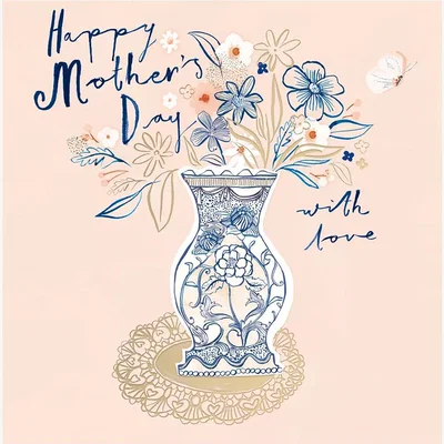 John Lewis Woodmansterne Floral Vase With Flowers Mother's Day Card