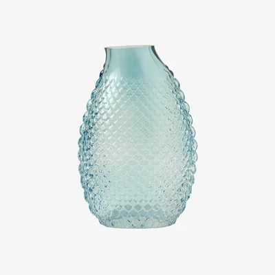 John Lewis Truly Bobble Textured Glass Vase, H20cm, Blue
