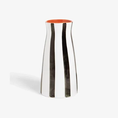 John Lewis John Lewis ANYDAY Hand Painted Striped Stoneware Vase, H21cm, Black/White