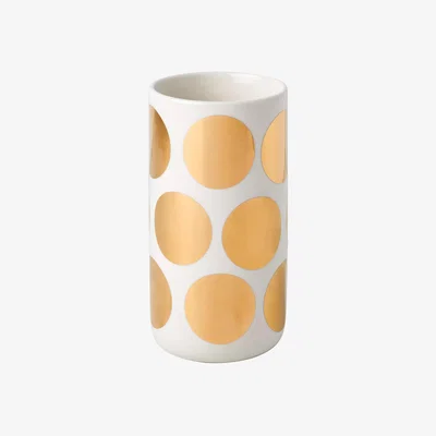 John Lewis kate spade new york Spotted Porcelain Vase, White/Gold