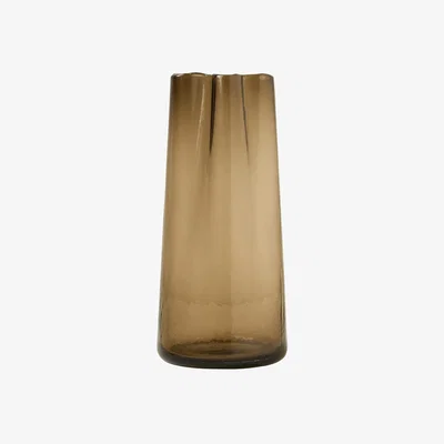 John Lewis Truly Scallop Edge Glass Column Vase, H32cm, Brown