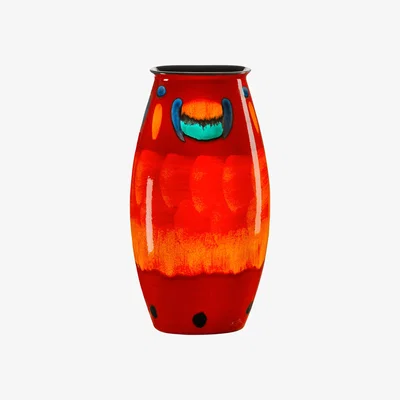 John Lewis Poole Pottery Volcano Manhattan Vase, H26cm, Red