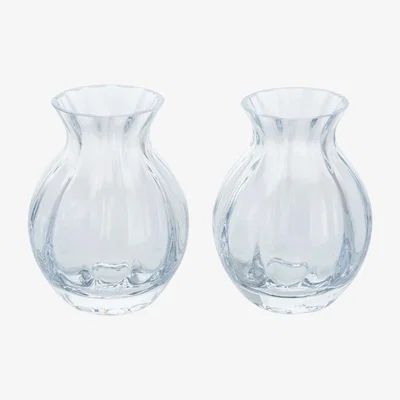 John Lewis Dartington Crystal Mini Gems Oval Vase, H9cm, Clear, Set of 2
