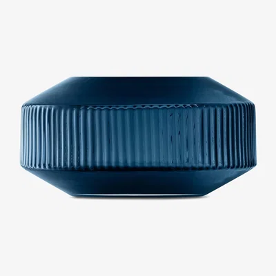 John Lewis LSA International Rotunda Wide Glass Vase, H13.8cm, Blue