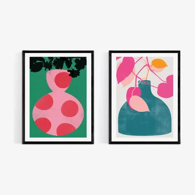 John Lewis EAST END PRINTS Garima Dhawan 'Vases' Framed Print, Set of 2