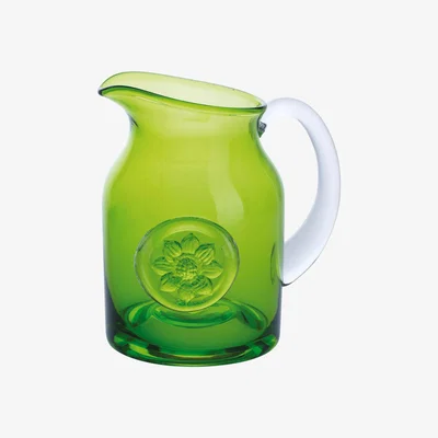 John Lewis Dartington Crystal Anemone Flower Bottle Jug, Green, H15cm