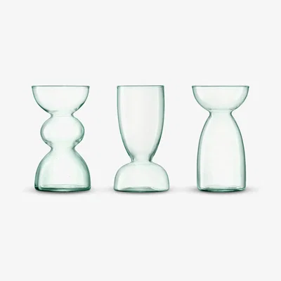 John Lewis LSA International Canopy Trio of Recycled Glass Vases, H13cm, Clear, Set of 3
