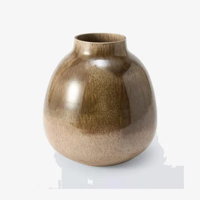 John Lewis John Lewis Reactive Glaze Earthenware Globe Vase, H26cm, Brown