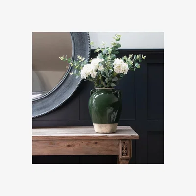 John Lewis One.World Birkdale Stoneware Urn Vase with Handles, H22.5cm, Green/Natural