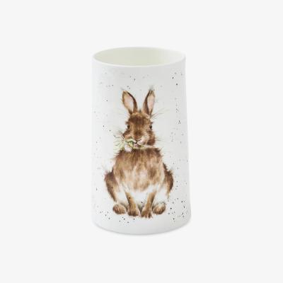 John Lewis Wrendale Designs Rabbit Fine Bone China Vase, 17cm, White/Multi