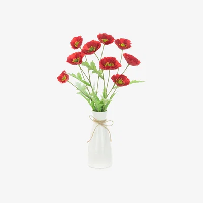 John Lewis Floralsilk Atifical Poppy in Ripple Vase