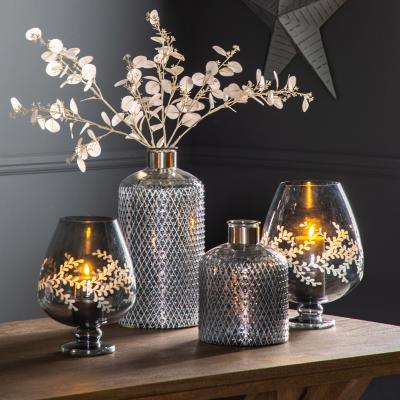 Knees Erica Small Etched Vase - Grey Lustre