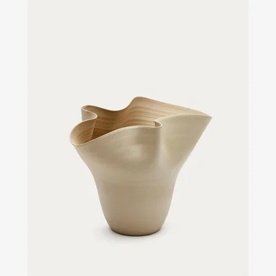 Kave Home Macaire beige ceramic vase Ø 26 cm