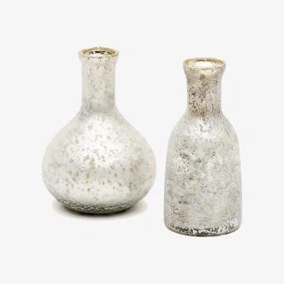 Kave Home Deila set of 2 white, recycled-glass vases, 13 cm