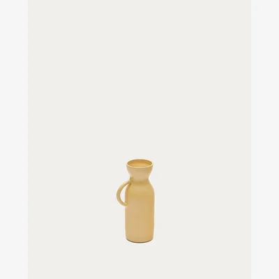 Kave Home Pelras vase in mustard aluminium, 17.5 cm