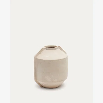 Kave Home Meja beige papier-mâché vase 38 cm