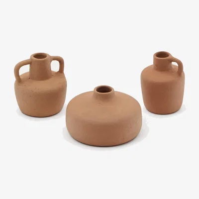 Kave Home Sofra Set of 3 Terracotta Vases 6 cm / 7 cm / 10 cm