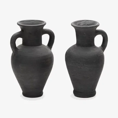 Kave Home Tefare set of 2 terracotta vases in a black finish, xx cm / xx cm