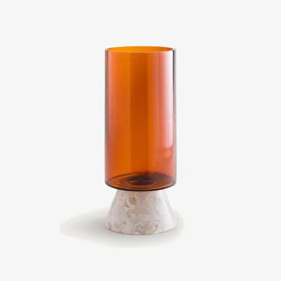 La Redoute Trapani Vase in Amber Glass and Marble