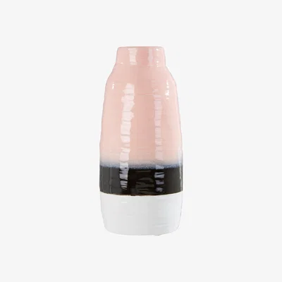 La Redoute 34cm Pink and White Stoneware Vase