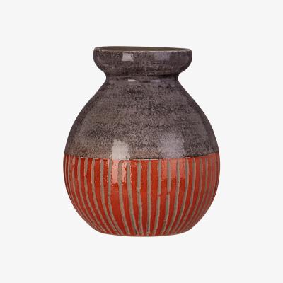 La Redoute 20cm Grey and Orange Earthenware Vase