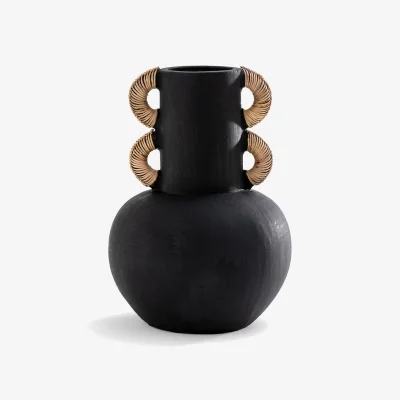 La Redoute Kuro H41.5cm Ceramic & Rattan Vase