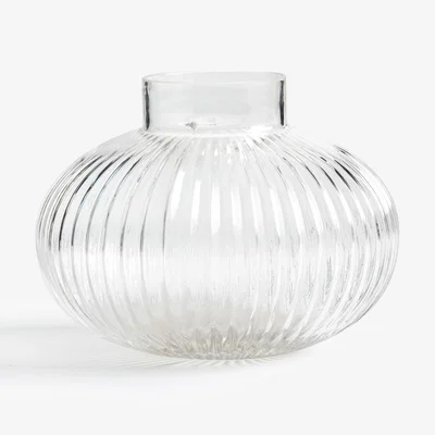 La Redoute Afa 15cm High Round Striated Glass Vase