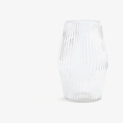 La Redoute Afa 25cm High Cylindrical Grooved Glass Vase