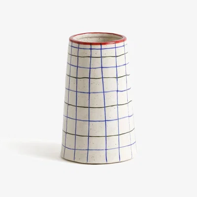 La Redoute Neios 15.2cm High Checked Ceramic Vase