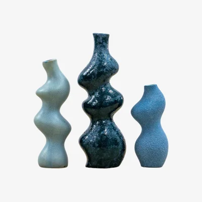 La Redoute Set of 3 Quirky Blue Vases