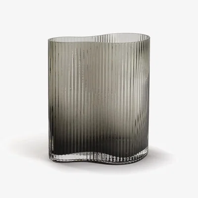 La Redoute Anija 21cm High Ribbed Smoked Glass Vase