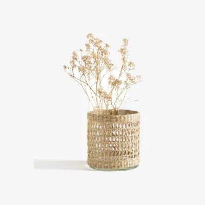 La Redoute Kezia Glass & Woven Straw Vase