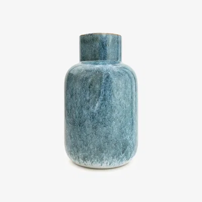 La Redoute 26cm Blue Reactive Glaze Bottle Vase