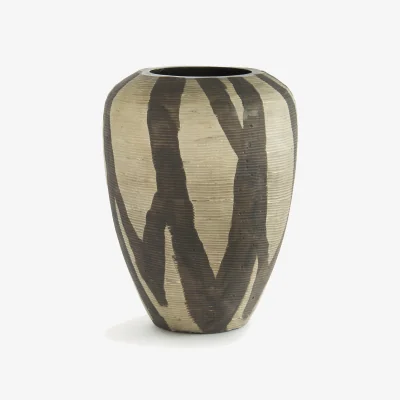 La Redoute Heidi Vase in Matt Striped Painted Glass, H20.5cm