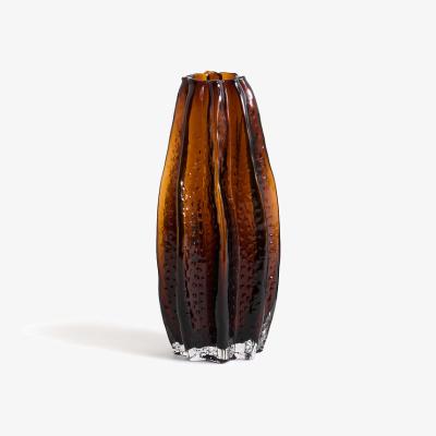 La Redoute Yuvo 29.5cm High Textured Amber Glass Vase