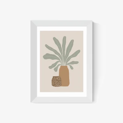 La Redoute Two Brown Vases And Green Plant Print