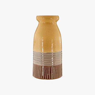 La Redoute 36cm Ochre, Grey and Brown Earthenware Vase