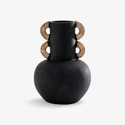 La Redoute Kuro H41.5cm Ceramic & Rattan Vase