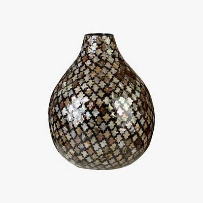 La Redoute 37cm Gold Mosaic Bamboo Vase