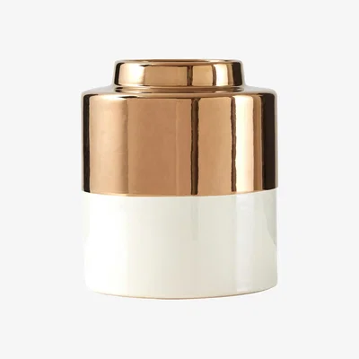La Redoute 20cm Gold and White Metallic Vase