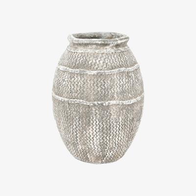 La Redoute 40cm Grey Distressed Cement Vase