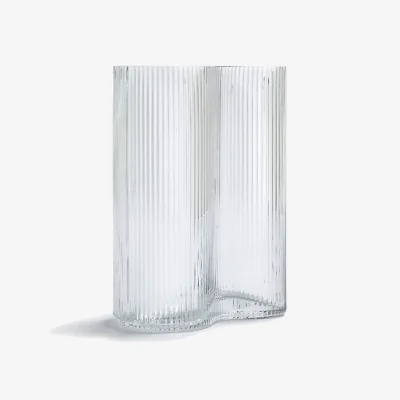 La Redoute Anija 21cm High Ribbed Smoked Glass Vase