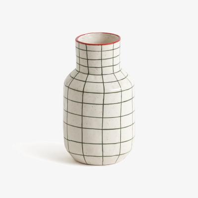 La Redoute Neios 18.7cm High Checked Ceramic Vase