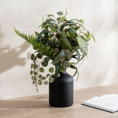 La Redoute 58cm Artificial Mixed Leaves Bouquet in Black Vase