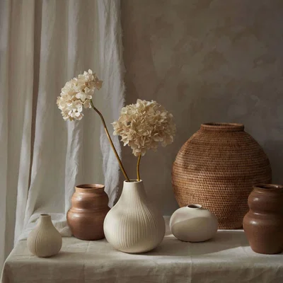 Layered Lounge Beige Ribbed Vase