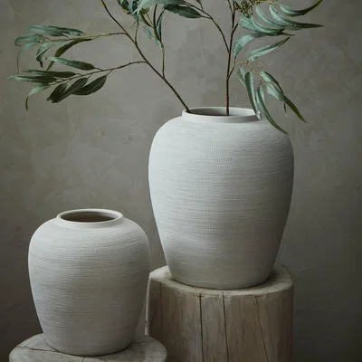 Layered Lounge Textured Cream Vase